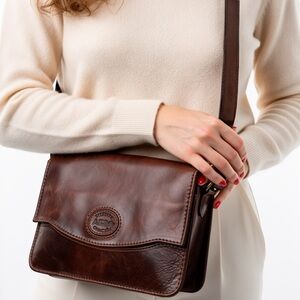 ALDO VINTAGE BROWN LEATHER SHOULDER BAG MADE IN ITALY WOMAN